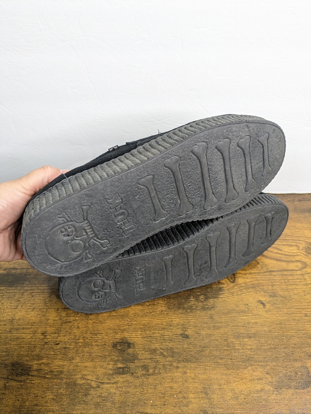 T.U.K Penny Loafer Creepers Mens 9 Womens 11 Suede Slip On Platform Goth Punk - Picture 8 of 11